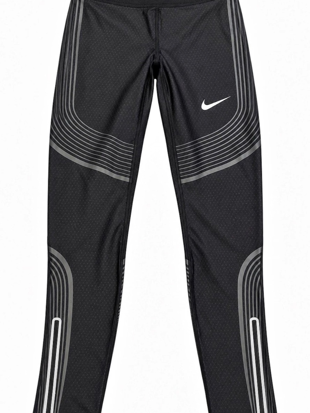 EUC Nike Dri-FIT Running Tights Women’s L Black Reflective Ankle Zip 896305-010